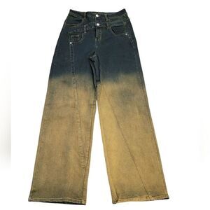 Edge Bruce Ombre Vintage Washed High Waist Wide Leg Jeans